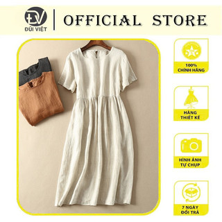 Đầm suông đũi nữ dáng babydoll form rộng cổ tròn tay lỡ thời trang phong cách Hàn Quốc da81