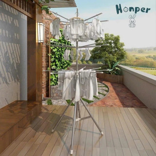 Cây phơi đồ inox, Sào phơi đồ gấp gọn 3 tầng, 40 kẹp phơi đồ cho bé BoomBoomKid