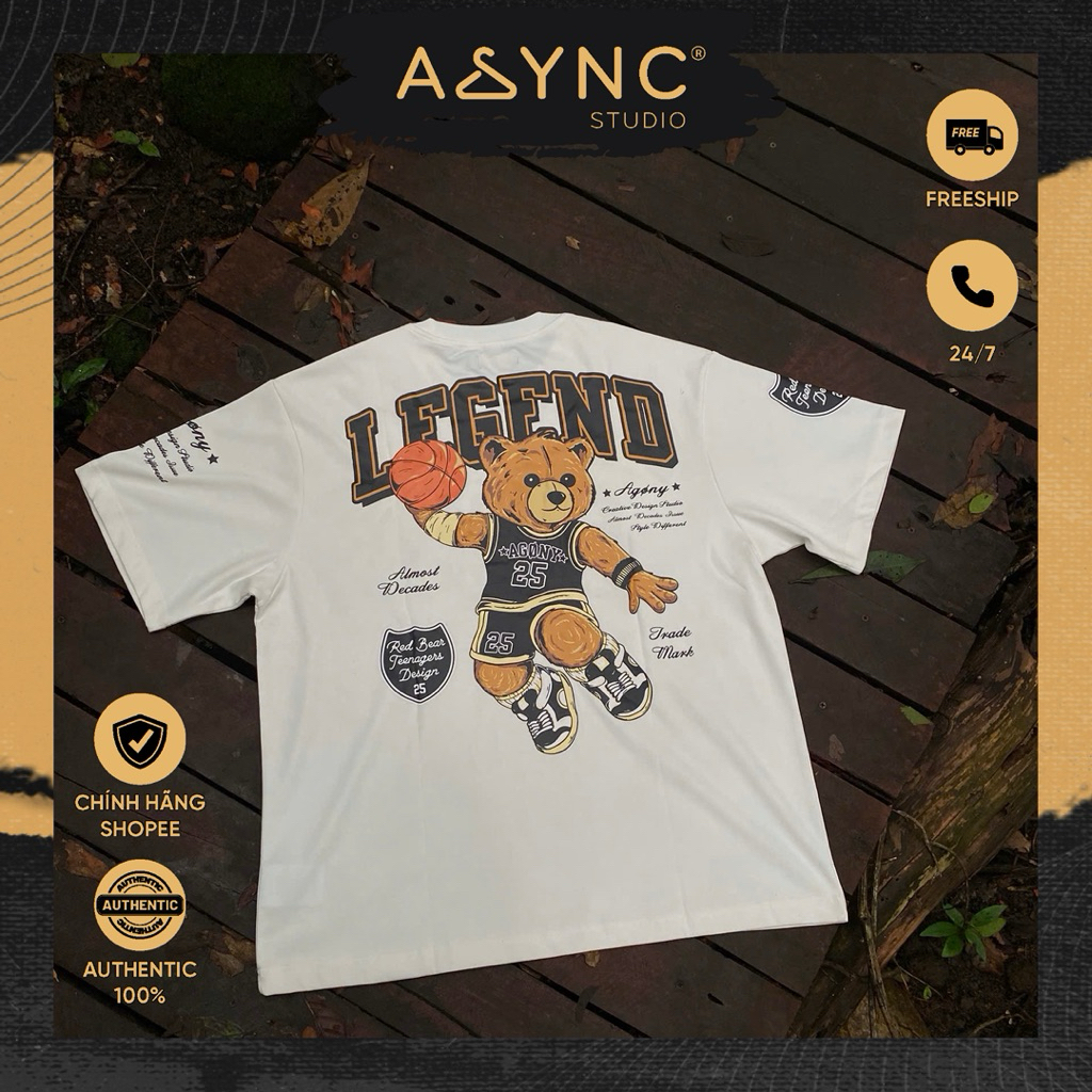 (Auth) Áo Thun Agony Story LEGEND Basketball Bear Season 2025 Màu Trắng Unisex Nam Nữ - Async Studio