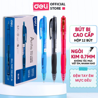  Combo 5 12 20 Bút Bi Mực Gel Cao Cấp Deli Màu Xanh Đen Đỏ Ngòi 0.7mm Có Đệm Tay Mực Dầu Viết Êm Ái Nhẹ Tay 