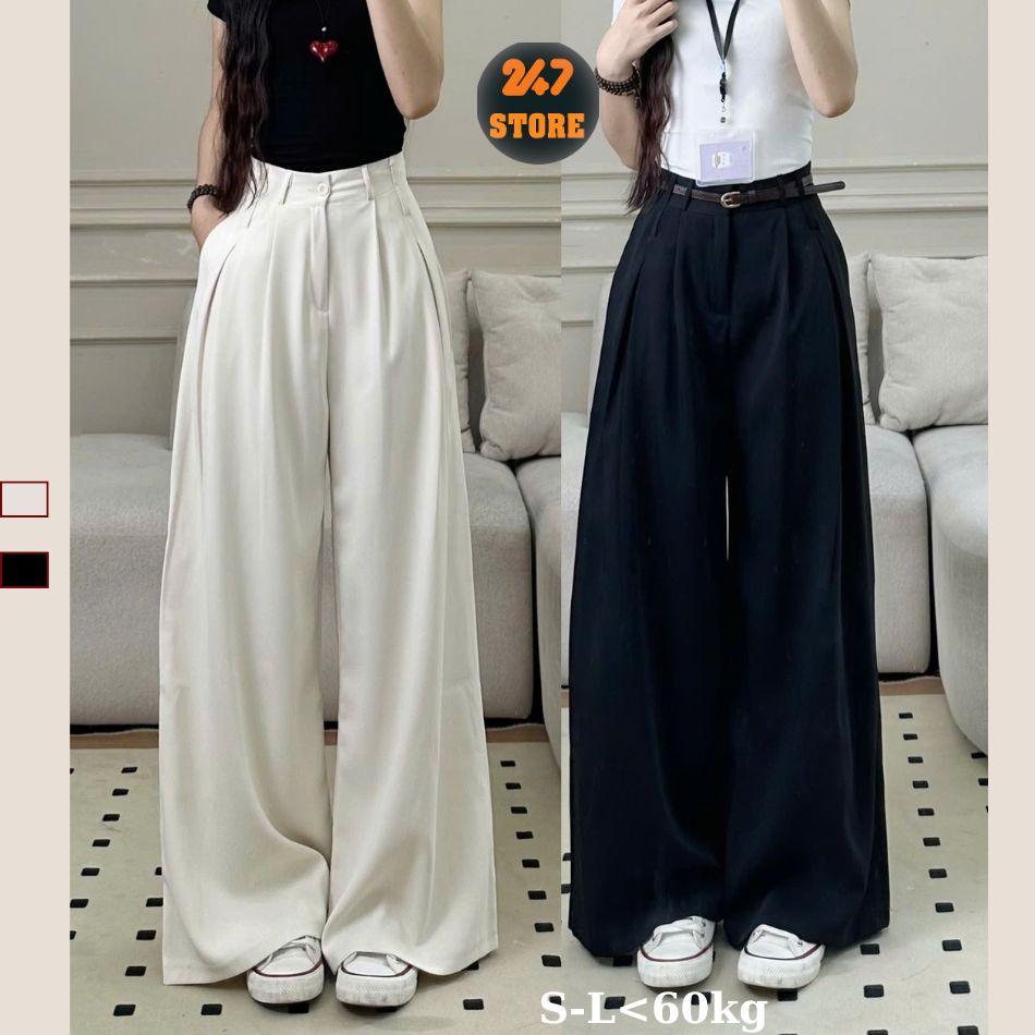  Quần tây công sở ống rộng Quần dài ống rộng chất gold hàn mềm ly trước cạp cao hách dáng  247store official 
