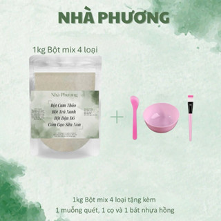 (New) Bột Mix 4 Loại (CAM THẢO, TRÀ XANH, Đậu đỏ, Cám gạo sữa non) gói 250g, 500g, 1kg - Bột Nhà Phương