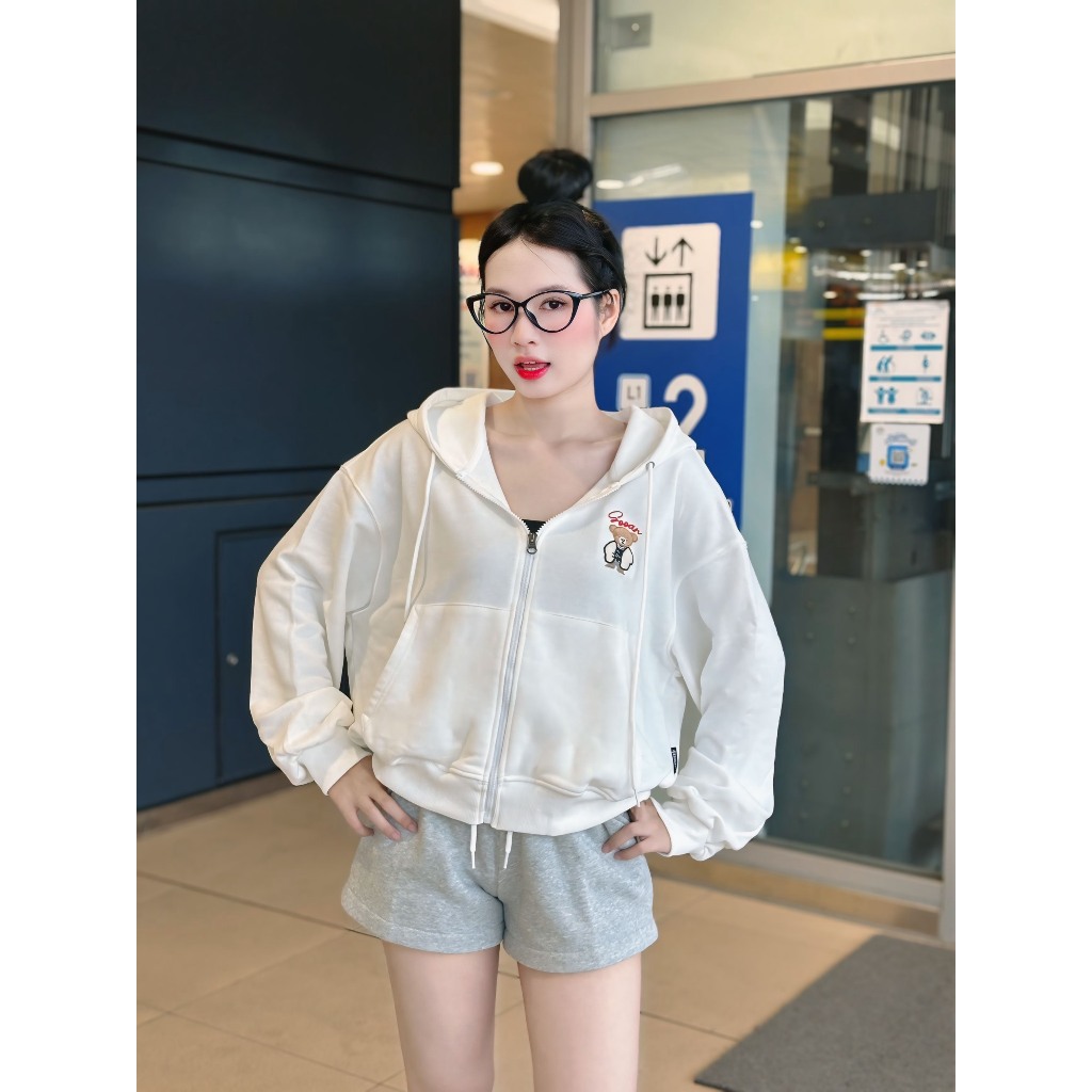 Áo Khoác Nỉ Chân Cua Hoodie Zip Gooan Gấu Teddy - Form Boxy Unisex | BigBuy360 - bigbuy360.vn