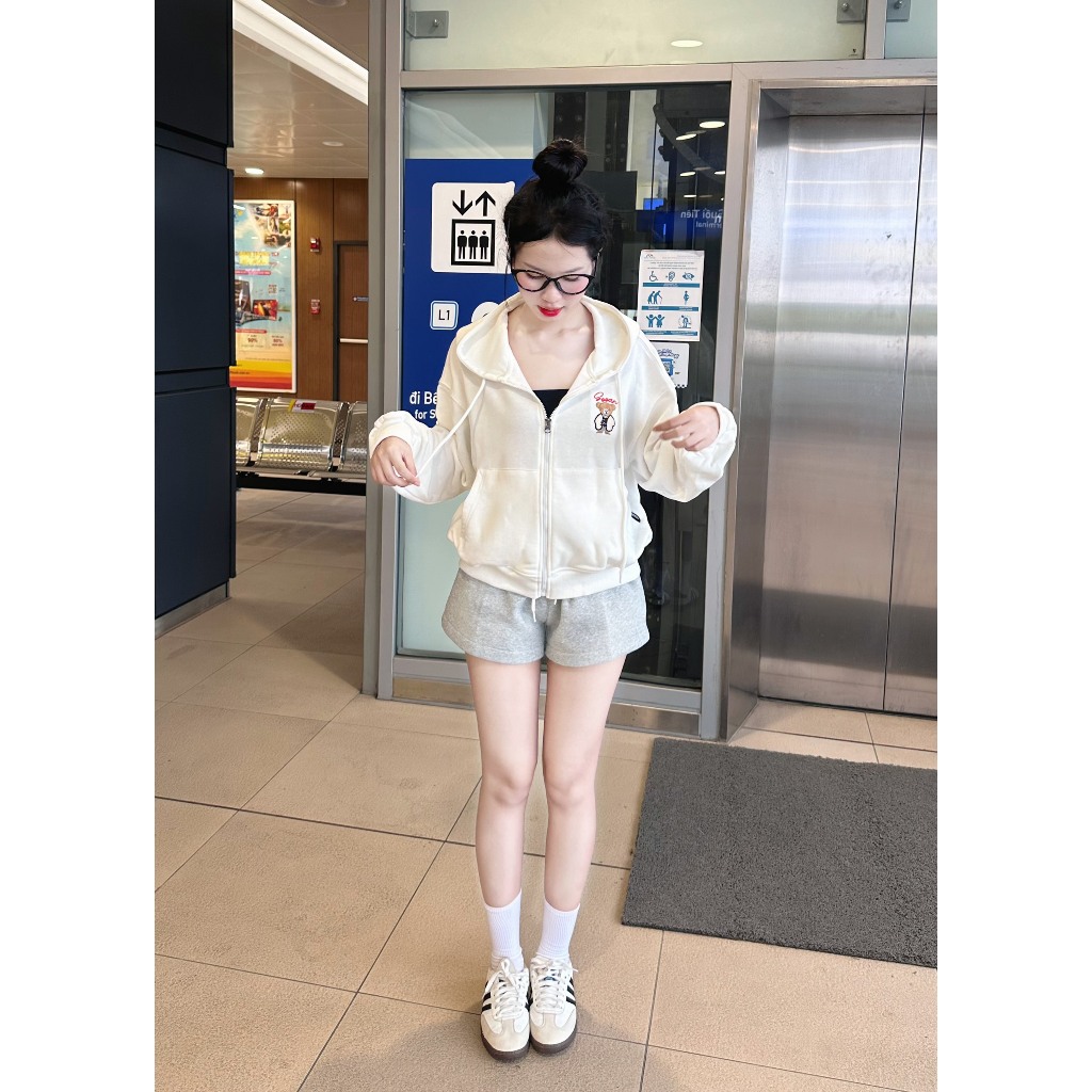 Áo Khoác Nỉ Chân Cua Hoodie Zip Gooan Gấu Teddy - Form Boxy Unisex | BigBuy360 - bigbuy360.vn