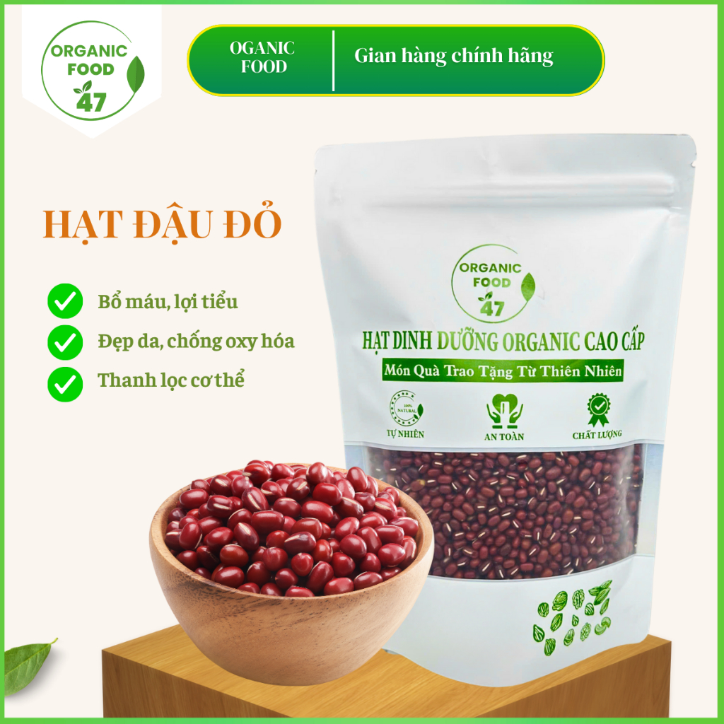 Đậu đỏ hạt nhỏ quê 100% organic, hạt đậu đỏ hữu cơ 500gram cao cấp, chất lượng