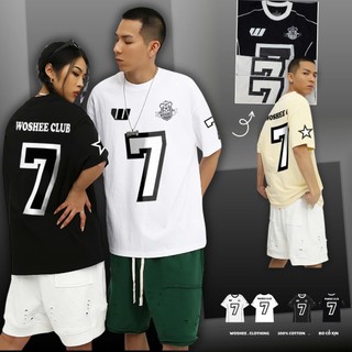 Áo Thun Oversize In số 7 WOSHEE Áo Phông Nhóm Form Rộng 100% Cotton Co Giãn 2 Chiều Mát Mẻ ST006