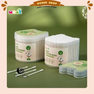 Tăm bông vệ sinh trẻ em Moaz Eco 200 / 480 que đầu xoắn và đầu thìa an toàn cho bé sơ sinh