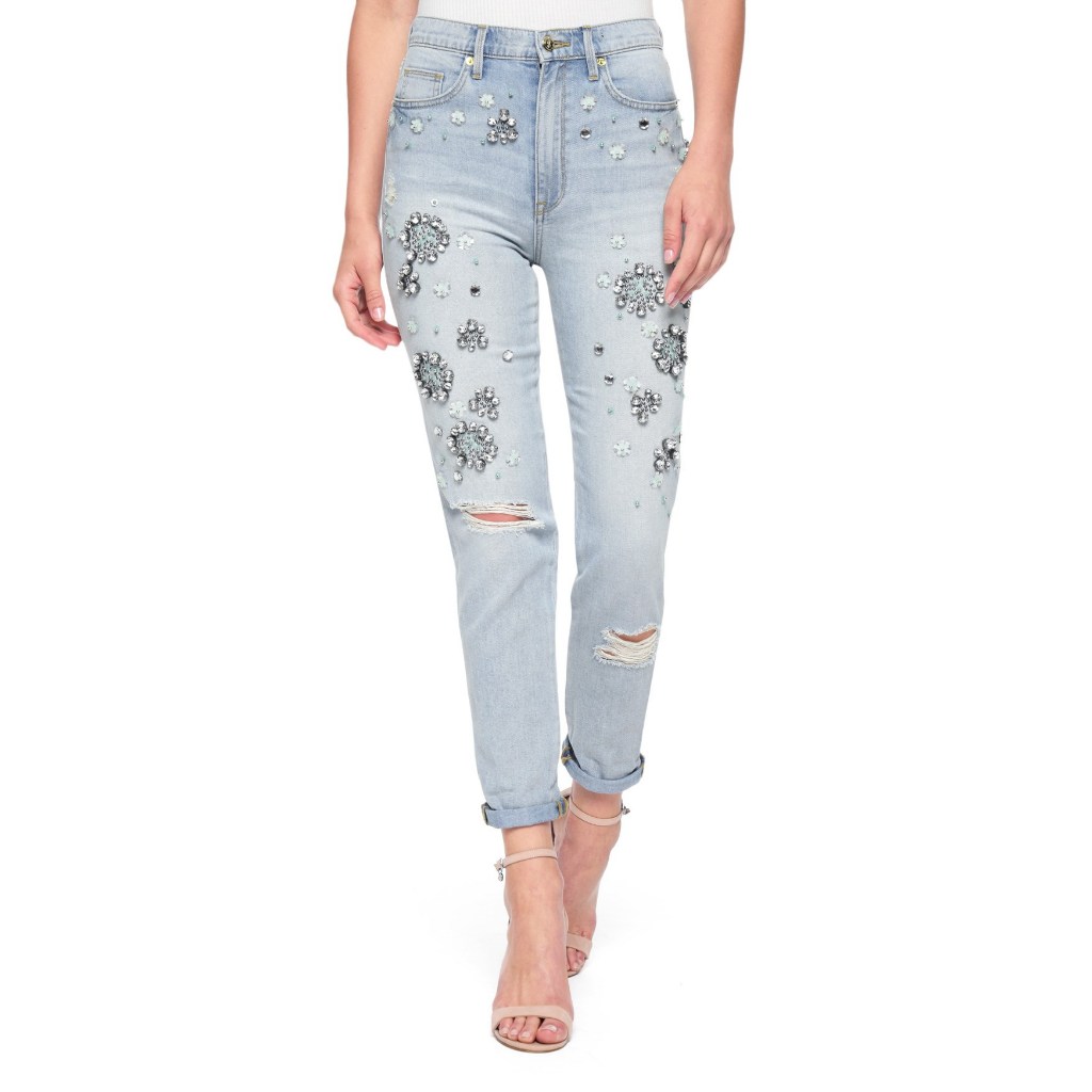 Quần Jeans Girlfriend Đính Hạt Đá Của Juicy Couture Size 25/26 Màu Xanh Nhạt