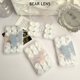  BEAR LENS Khay Đựng Lens 6 Cặp Trắng Hình Bướm Tiện Lợi Kèm Dụng Cụ Đeo Lens 