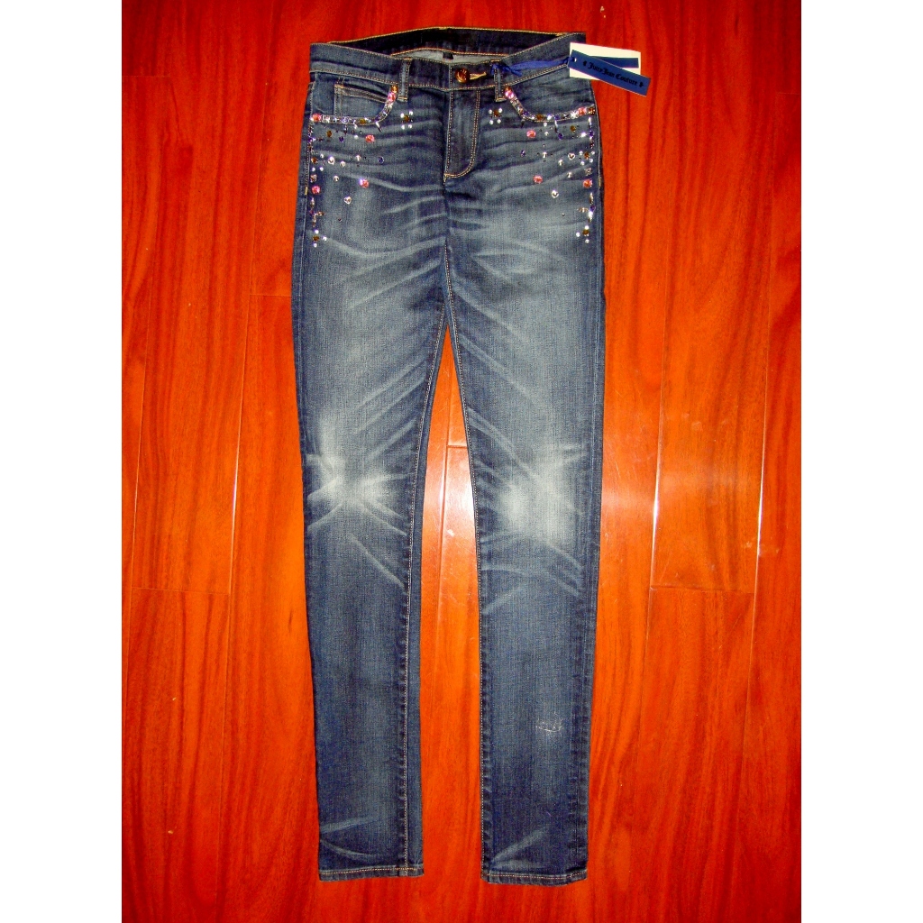Quần Jeans Skinny Đính Đá Màu Xanh Denim Của Juicy Couture Size 24