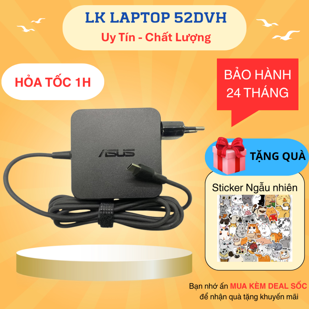 Sạc Laptop Asus Zenbook Type C /  Sạc Laptop Asus ExpertBook /  Sạc Laptop Asus Vivobook 3.25A 65W /