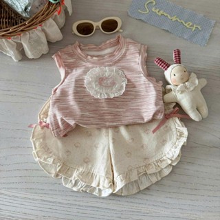  Set Đồ Bộ Áo Sát Nách Họa Tiết Kitty Quần Đùi Chấm Bi Bé Gái 1-8 Tuổi MINTSCLOSET Quảng Châu GA2408 