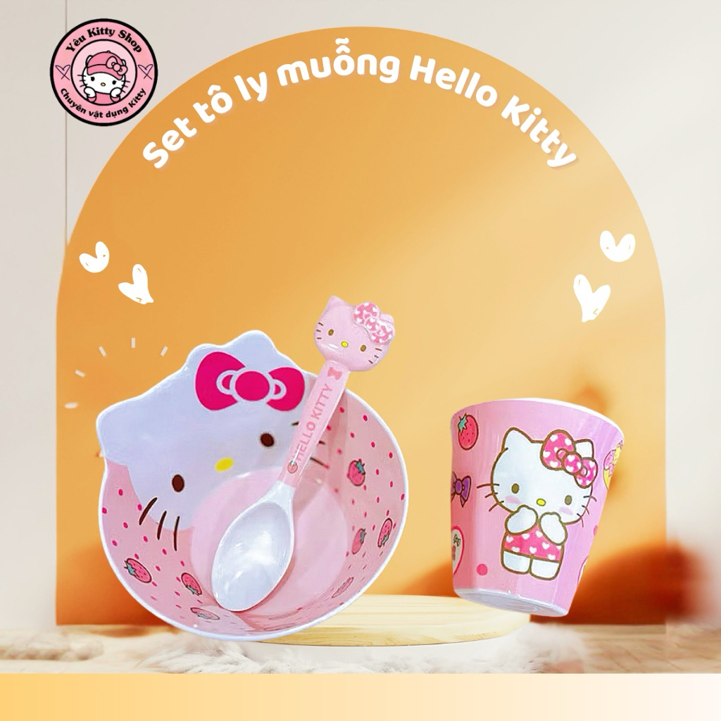 SET TÔ MUỖNG LY HELLO KITTY
