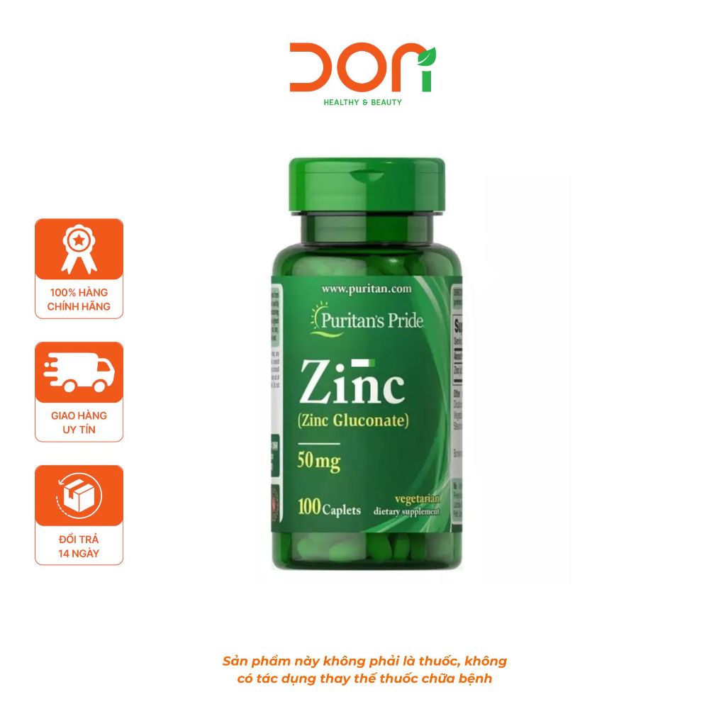 Viên Uống Bổ Sung Kẽm, Tăng Cường Đề Kháng Puritan’s Pride Zinc Gluconate 50mg