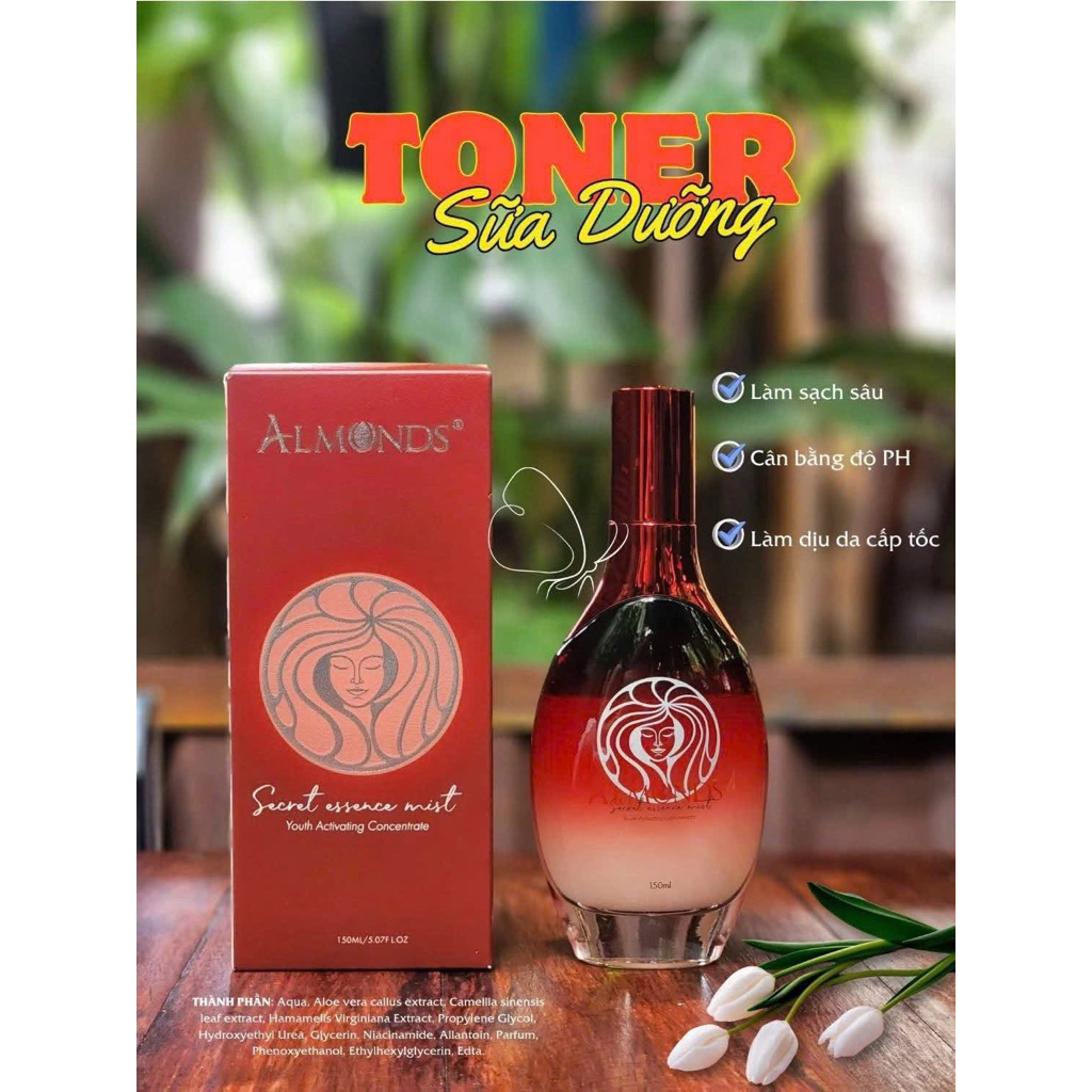 TONER Sữa Almonds, Nước Thần Làm dịu da, Se khít chân lông, Phục hồi da đang tái tạo Almonds
