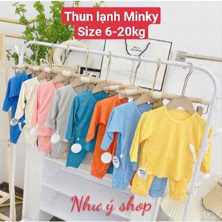 [A175 - Mềm Mát, Rẻ] Bộ Dài Tay Thun Lạnh Trơn Không Họa Tiết Minky Moon Cho Bé Trai Bé Gái