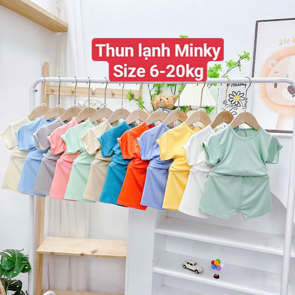 [A176 Mềm, Mát, RẺ] Bộ Cộc Tay Thun Lạnh Trơn Không Họa Tiết Minky Moon Cho Bé Trai Bé Gái