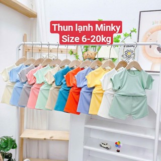 [A176 Mềm, Mát, RẺ] Bộ Cộc Tay Thun Lạnh Trơn Không Họa Tiết Minky Moon Cho Bé Trai Bé Gái
