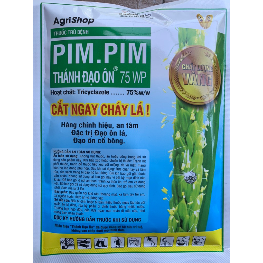 COMBO 2 GÓI Pim Pim 75WP 100Gr ( Beam) : Cắt ngay cháy lá, đạo ôn lá, đạo ôn cổ bông