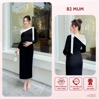  Váy bầu đi tiệc thiết kế lệch vai sang trọng thanh lịch - phù hợp để mặc trong buổi tiệc - V1252 B2MUM 