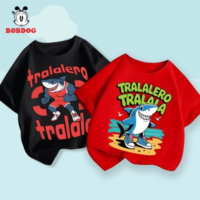Áo ngắn tay bé trai BOBDOG áo phông chất liệu cotton co giãn in hình vũ trụ brainrot cho bé