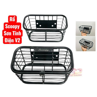  Rổ xe máy Scoopy V2 Sơn Tĩnh Điện mẫu Thái loại có nắp và không nắp  kích thước : dài 22cm rộng 12cm cao 12cm  hàng chất 