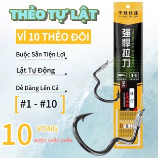  Thẻo Cước Lưỡi Tự Lật Chuyên Câu Rô Diếc Thẻo Câu Đài Buộc Sẵn Lưỡi Câu Cá Sắc Bén 