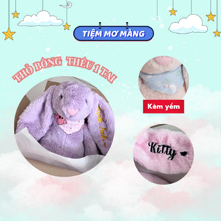 Thỏ bông Jellycat thêu tên 1 tai, Gấu bông đáng yêu cho bé, người yêu, kèm yếm đeo cổ - Tiệm Mơ Màng