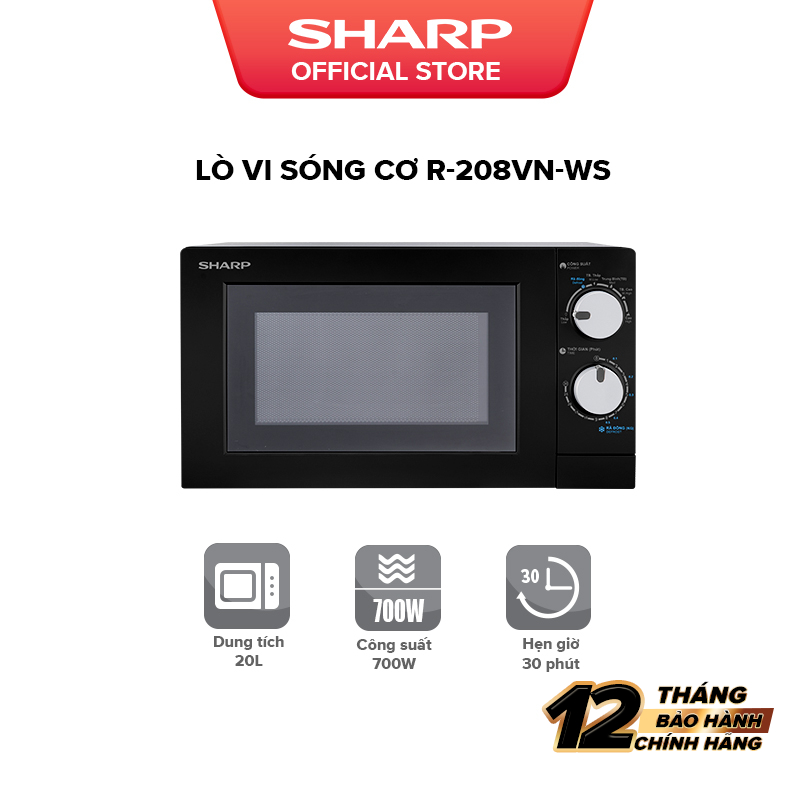 Lò Vi Sóng Sharp 20 Lít R-208VN-WS, [700W, 6 Mức Công Suất, Bảng Điều Khiển Anh – Việt Dễ Sử Dụng] - Bảo Hành 12 Tháng | BigBuy360 - bigbuy360.vn