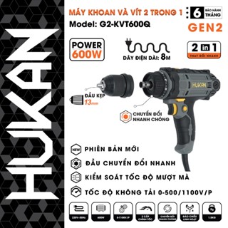 Máy khoan điện đầu Quick HUKAN G2-KVT600Q, Công suất 600w, Đầu tháo rời đa năng - Dây điện dài 8m
