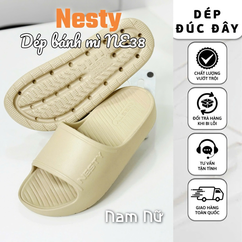 [Ảnh thật] Nesty Ne38 dép bánh mì đúc nguyên khối , kháng nước , nhẹ êm bền size 35/36 - 43/44, dòng
