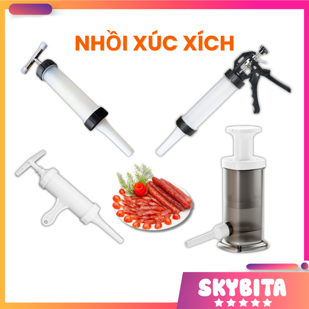 Dụng Cụ Nhồi Xúc Xích Lạp Xưởng Thao Tác Dễ Dàng, Máy Nhồi Bằng Tay Inox, Nhựa Cao Cấp Nhiều Phân Loại