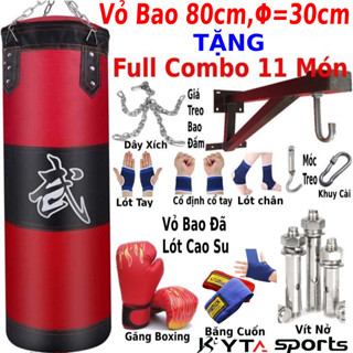 [FREE SHIP MAX] Vỏ bao cát đấm bốc boxing 80cm bằng vải bố 3 lớp bền bỉ tặng kèm full 5 quà tặng hỗ trợ tập luyện