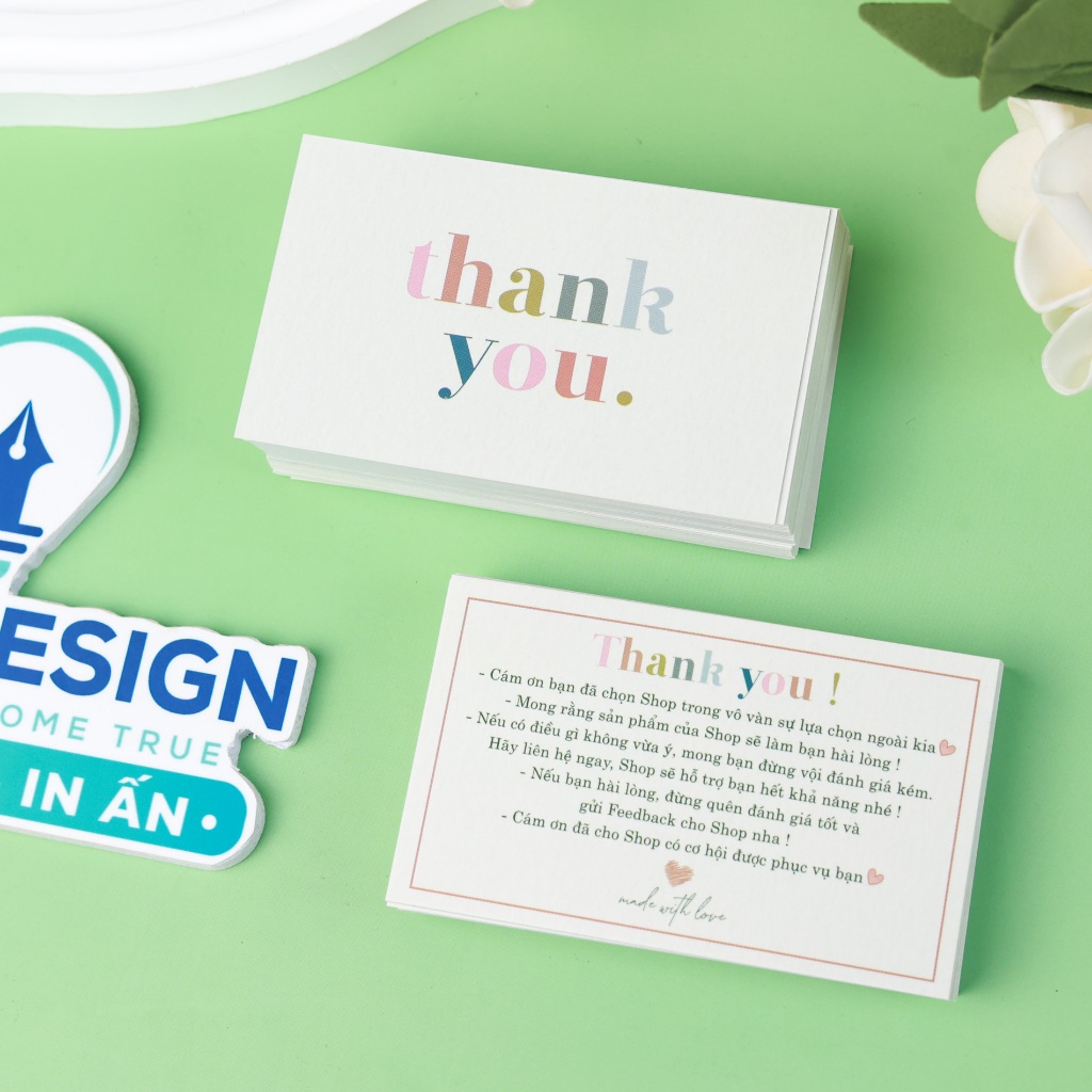 Thiệp Cảm Ơn, Thank you Card cho shop quần áo - Size 9x5.4cm - MẪU COLOR - Giấy C300 - iDea Design
