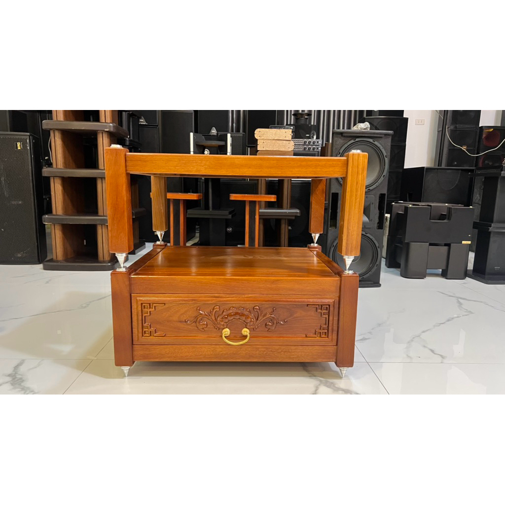 Kệ Audio, kệ amply 2 tầng có ngăn kéo gỗ lát xoan gỗ thịt 100%