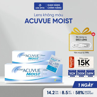 Lens cận thị 1 ngày không màu ACUVUE Moist, kính áp tròng trong suốt chính hãng - Lens Optic