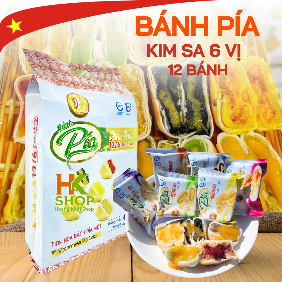 Bánh pía kim sa Hải Sơn trứng muối tan chảy 6 vị bánh pía Sóc Trăng mini [TÚI 12 BÁNH]