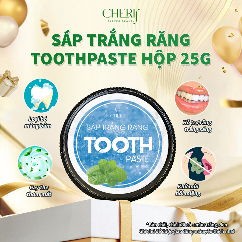 [1 hộp 25g] Kem đánh răng dạng sáp ToothPaste 25g Hỗ trợ răng trắng sáng, thơm miệng - Cherif Việt Nam