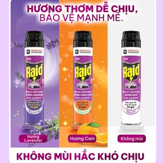 RAID Bình Xịt Côn Trùng/ Xịt Muỗi Bảo Vệ Dài Lâu Hiệu Quả Tốt Duy Trì Trong 24h 300ml/520ml/800ml