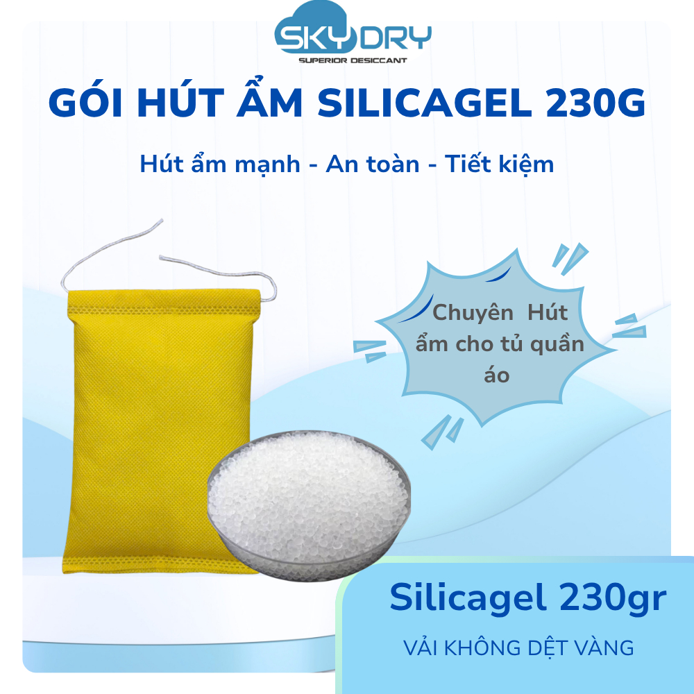 Gói Hút Ẩm Silicagel 230gram - Hút ẩm tủ quần áo, phòng ngủ khỏi nấm mốc - Hút ẩm mạnh - An toàn
