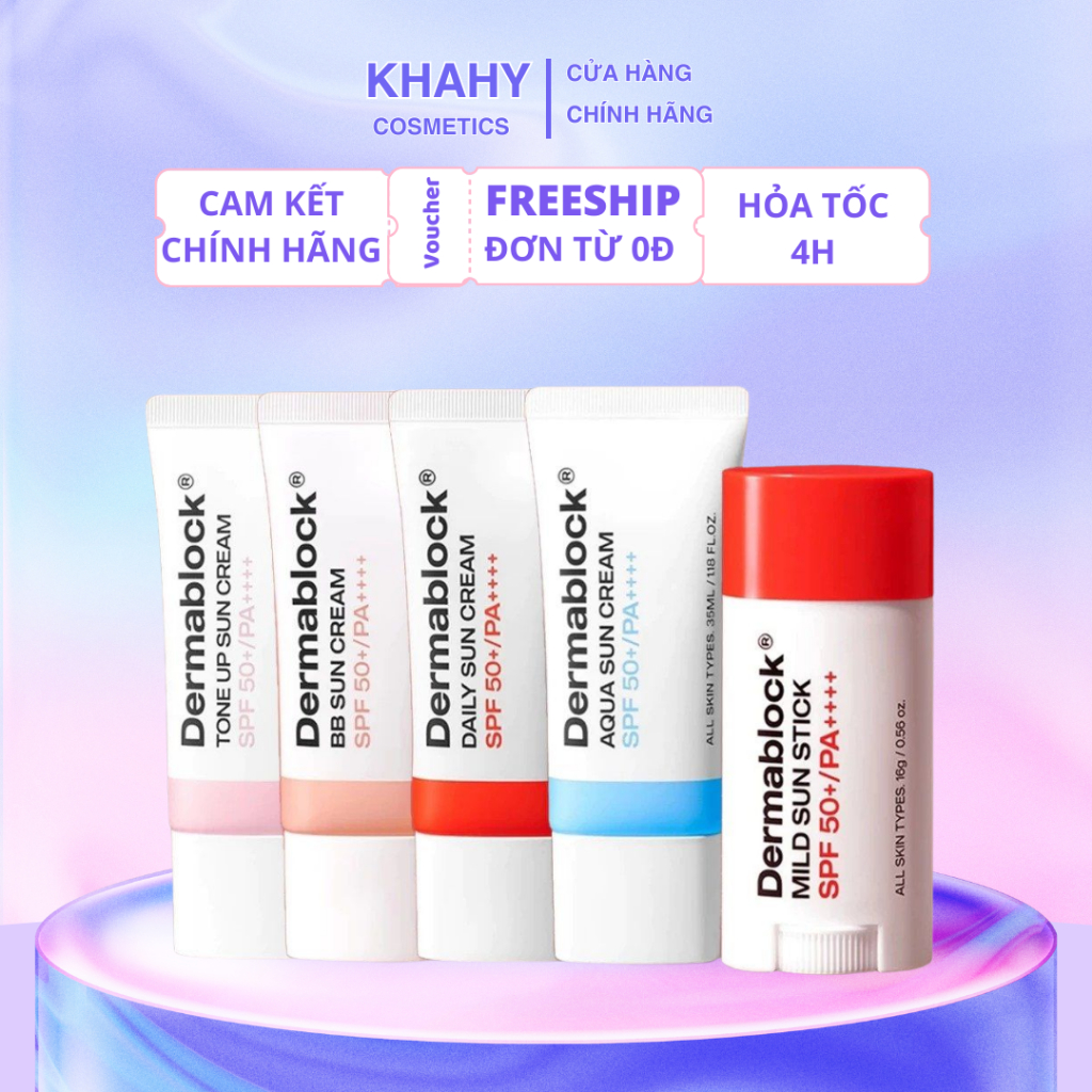 Kem Chống Nắng Dermablock SPF50+ PA++++ Nâng Tone Cho Mọi Loại Da 35ml