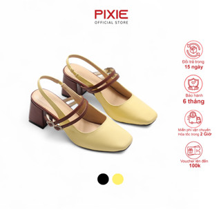 [XẢ KHO] Giày Slingback Cao Gót Nữ 5cm Quai Ngang Phối Khoá Pixie H309