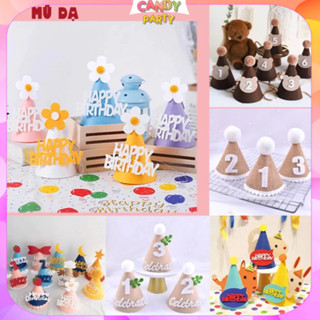 Mũ Sinh Nhật - Nón Vải Nỉ Phong Cách Hàn Quốc Dành Cho Bé Gái Bé Trai Người Lớn - Phụ Kiện Trang Trí Sinh Nhật