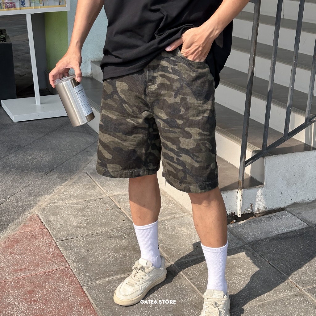Quần Short Kaki NR, quần cộc dáng rộng vải thô camo 503 - GATE6 - 5377