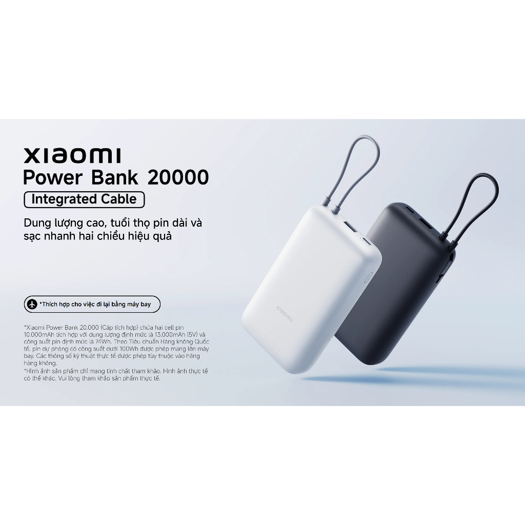 Sạc dự phòng Xiaomi 20000mAh Tích hợp cáp Type C Bản quốc tế - Hàng chính hãng | BigBuy360 - bigbuy360.vn