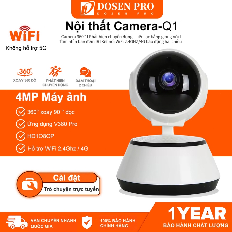 CCTV Kết nối WiFi Camera an ninh nhà thông minh Dosen Pro Q1 IP Camera Baby/Pet/Nanny HD 1080P Máy ả
