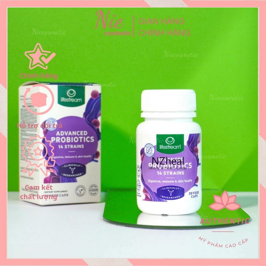 [Tem cty] Viên Uống Probiotic Men Vi Sinh 14 Chủng Lifestream Advanced Probiotics New Zealand 30 viê