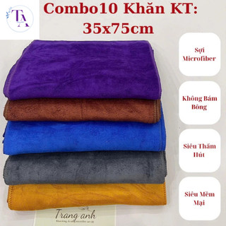 COMBO 10 Khăn gội đầu chất liệu microfiber 35x75cm siêu thấm hút cho spa và salon tóc