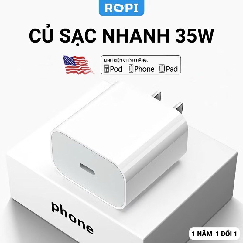 Sạc Nhanh Phone 17 35W ROPI Cáp Dù Chống Rối Chống Gập An Toàn - Bảo Hành 1 Đổi 1