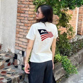  Áo baby tee phố nữ Trắng áo âu mỹ  mùa hè lá cờ mỹ in hình hot trend áo thun ôm body 2025 Zeeni local brand 